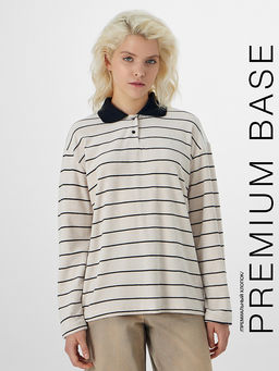 Поло женское бежевое в полоску