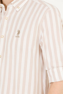 U. S. Polo Assn / Мужская белая рубашка в каменную полоску - U.s. polo assn фото 14