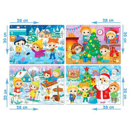 Пазлы 4 в 1 Новогодние развлечения, 24, 35, 54, 60 элементов - Puzzle time фото 2