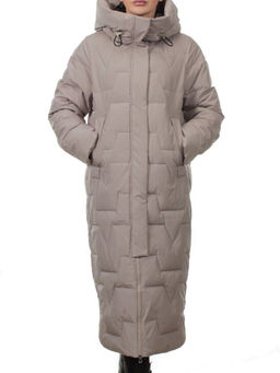 H268 DK. BEIGE Пальто зимнее женское (170 гр. холлофайбер)