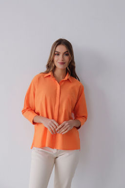 11368 Рубашка с цельнокроенными рукавами оранжевая - Martichelli фото 4