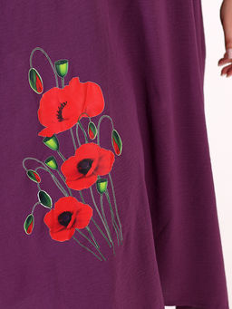 Платье расклешенное длинное летнее фиолетовое с маками - Almond фото 5