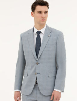 A__k Mavi Slim Fit Tak_m Elbise