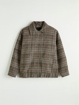 G?mlek Yaka Ekose Kad?n Ka?e Ceket