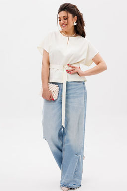 Блуза ANELLI 1363 птица белая  фото 9