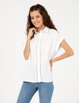 Beyaz Regular Fit K_sa Kollu G_mlek