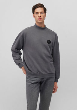 Mavi Muhur Logo Bask?l? Koyu Gri Sweatshirt