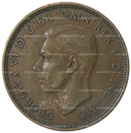 Монета 1/2 пенни 1938 года Австралия