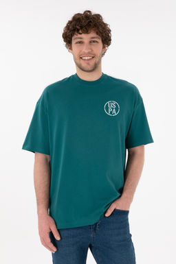 Erkek Oversize Fit Bisiklet Yaka Koyu Ye_il Ti__rt Sepette S_rpriz _ndirim