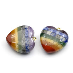 Кулон 7 чакр в форме Сердца 30*30мм из самоцветов