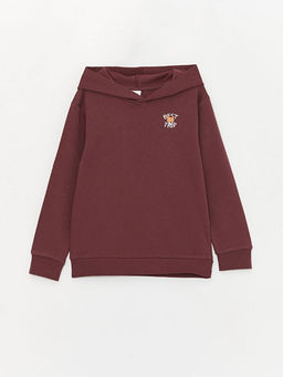 Bask?l? Uzun Kollu Erkek ?ocuk Hoodie - Waikiki фото 3