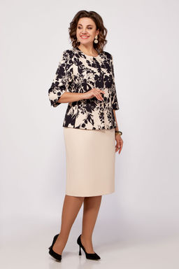 Костюм Swallow 797 бежевый/принт черные цветы фото 9