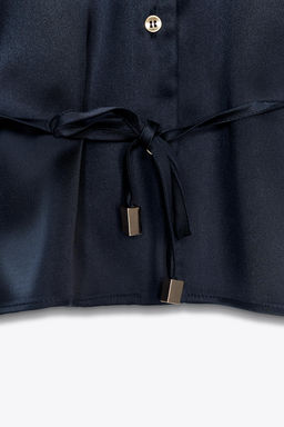 SATIN SHIRT WITH BELT - Zara фото 9