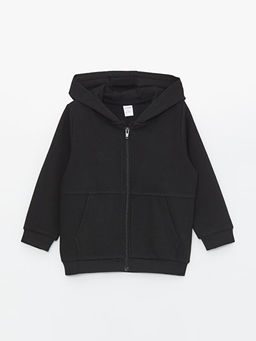 Kap??onlu Uzun Kollu Erkek Bebek Fermuarl? Sweatshirt