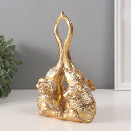 Фигурка полистоун «Слоны: прикосновение. Индейские узоры», золото, 13×6.7×19.8 см