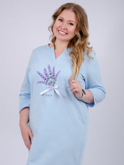 Сорочка "Лаванда 5" голубая, футер с начёсом