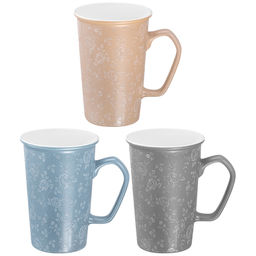 Набор кружек 3 пр. 420 мл 12,5*9*13 см "Чайные розы", разноцветные, фарфор