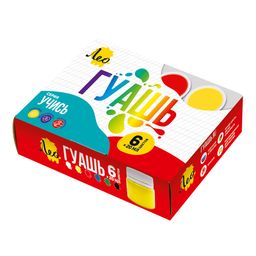 Краска гуашь Лео Учись набор в картонной упаковке LNG-0106 6 цв. х 20 мл