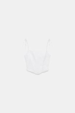 TOP CROP CORSETERO POPEL?N / Blanco - Zara фото 6