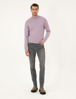 Lila Melanj Slim Fit Yar_m Bal_k__ Yaka Basic Triko Kazak - Pierre cardin фото 4