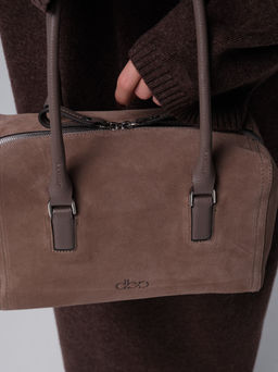 Замшевая сумка Cube DBR 31333 серо-коричневый  фото 8