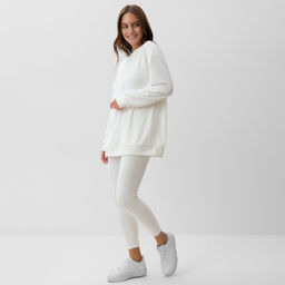 Костюм женский (свитшот, леггинсы) KAFTAN Plushy, размер 44-46, белый