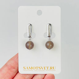Серьги из серого Агата
