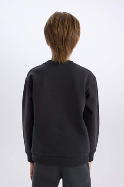 Толстый свитшот с принтом для мальчиков с круглым вырезом - Defacto фото 6