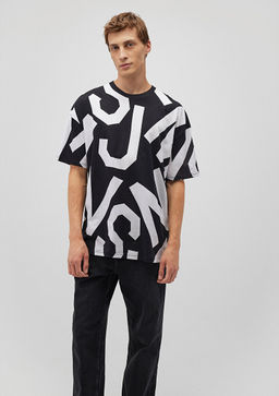 MVJNS Bask?l? Siyah Tisort - Mavi фото 2