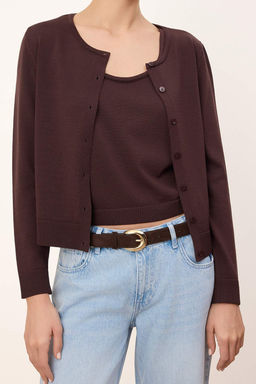 Wardrobe Essentials Kahverengi Basic Rayon Gorunumlu H?rka-Bluz Triko H?rka TWOSS26HI00001 - Trendyolmilla фото 3