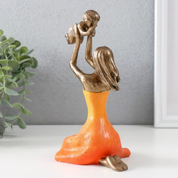Фигурка полистоун «Мама играет с ребенком», бронза, оранжевый, 12×9.5×19 см