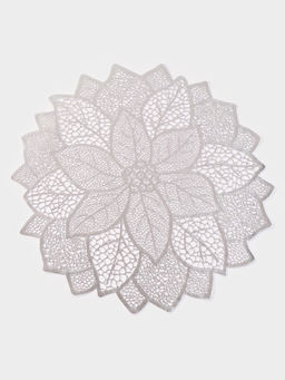 Цена за 12 шт. Салфетка сервировочная на стол Цветок, d=43 см, цвет серебряный - Simaland фото 10