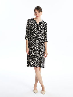 Ka??k Yaka Desenli Elbise