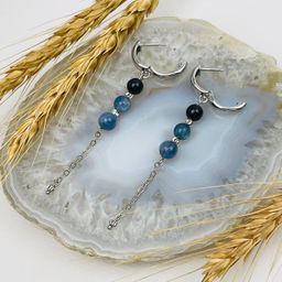 Серьги из Кианита и Турмалина с цепочкой - Радуга самоцветов фото 3