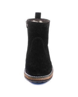 Ботинки женские на войлочной подошве, черные,замша, молния.