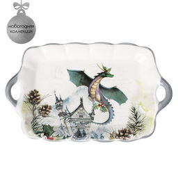 Блюдо сервировочное Доляна «Дракоша», 23×14×3 см, белое