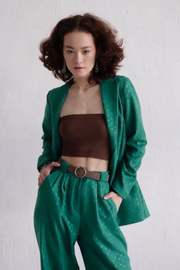 9963 Костюм брючный зелёный в горох - Martichelli фото 18