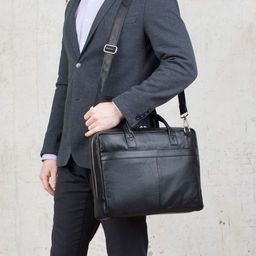 Кожаная деловая сумка для ноутбука Carter Black - Lakestone фото 9