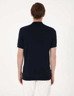 Lacivert Slim Fit Polo Yaka D__meli Triko Ti__rt