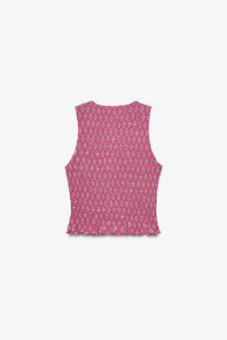 SMOCKED PRINT TOP - Zara фото 7