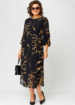 Платье EVA GRANT 7281 черный с принтом  фото 5