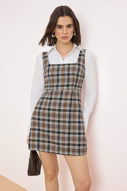 Cok Renkli Gomlekli Ekose / Kareli K?sa / Mini Dokuma Elbise TWOSS26EL00505 - Trendyolmilla фото 2