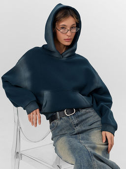 Худи женское зеленое с потертостями - Mark formelle фото 9