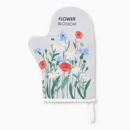 Набор кух. Доляна Полевые цветы: варежка 20х28 см, прихватка 17х17 см, 35% хл, 65% пэ  фото 2