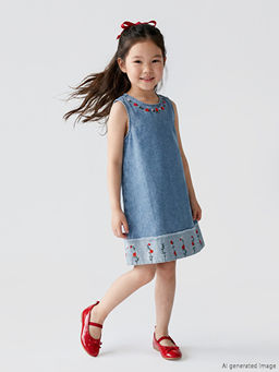 ?i?ek Nak??l? K?z ?ocuk Jean Elbise