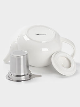 Чайник заварочный Доляна Глянец, 1.1 л, с ситечком, керамика, белый фото 3