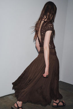 ZW COLLECTION COMBINED CROCHET DRESS - Zara фото 6