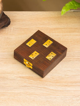 Настольная игра «Домино», 18.5×7.5×4 см, дерево шишам, латунь