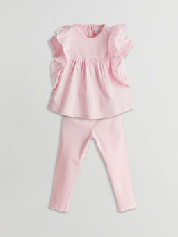 Bisiklet Yaka Basic K?z Bebek Bluz ve Tayt 2li