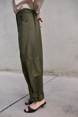 PANTAL?N BARREL TRABILLAS / Khaki oscuro - Zara фото 3